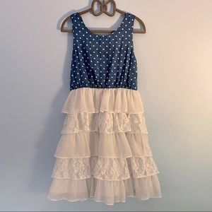 Mackenzie X Emily West Girls Blue/White Sleeveless Dress, Size 10